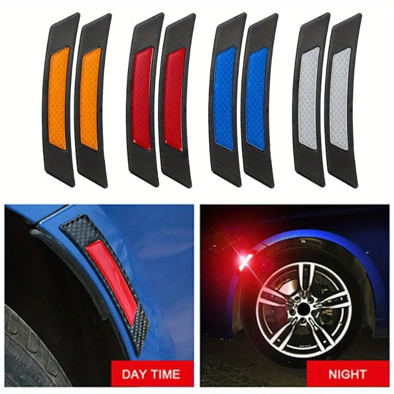 Protectores de cejas duraderos para ruedas de coche, protección de tira reflectante de alta visibilidad, Juego de 2 tiras de protectores de bordes adhesivos