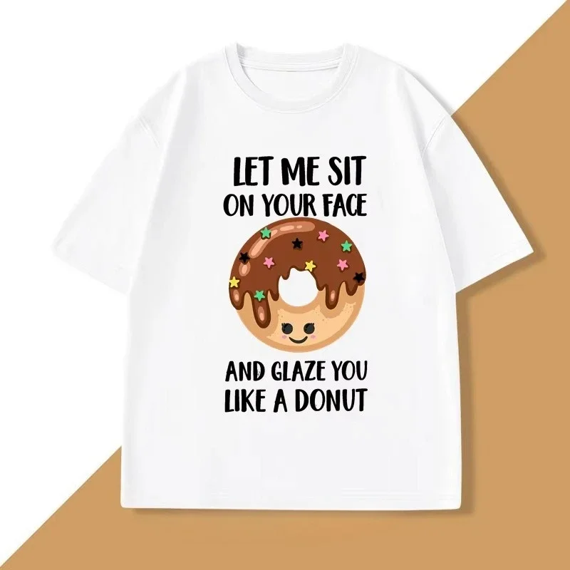 Men's Kids' Donut Themed 'Let Me Sit on Your Face' Funny Rude T-Shirt Humorous Printed Short Sleeve Loose Fit Streetwear