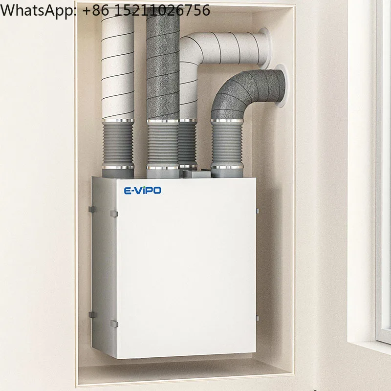 Fresh Air Ventilation System 350m/h ERV Heat Recovery Low Noise Home HVAC Ventilator Air Conditioner Steel