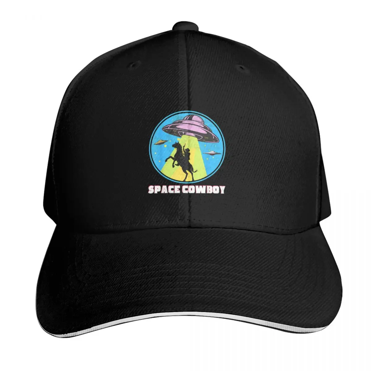Space Cowboy: gorra de béisbol de estilo vaquero alienígena, con diseño de nave espacial, aspecto desgastado y estilo western, para hombre y mujer, ideal para uso casual, deportes de verano y como gorra para protegerse del sol.