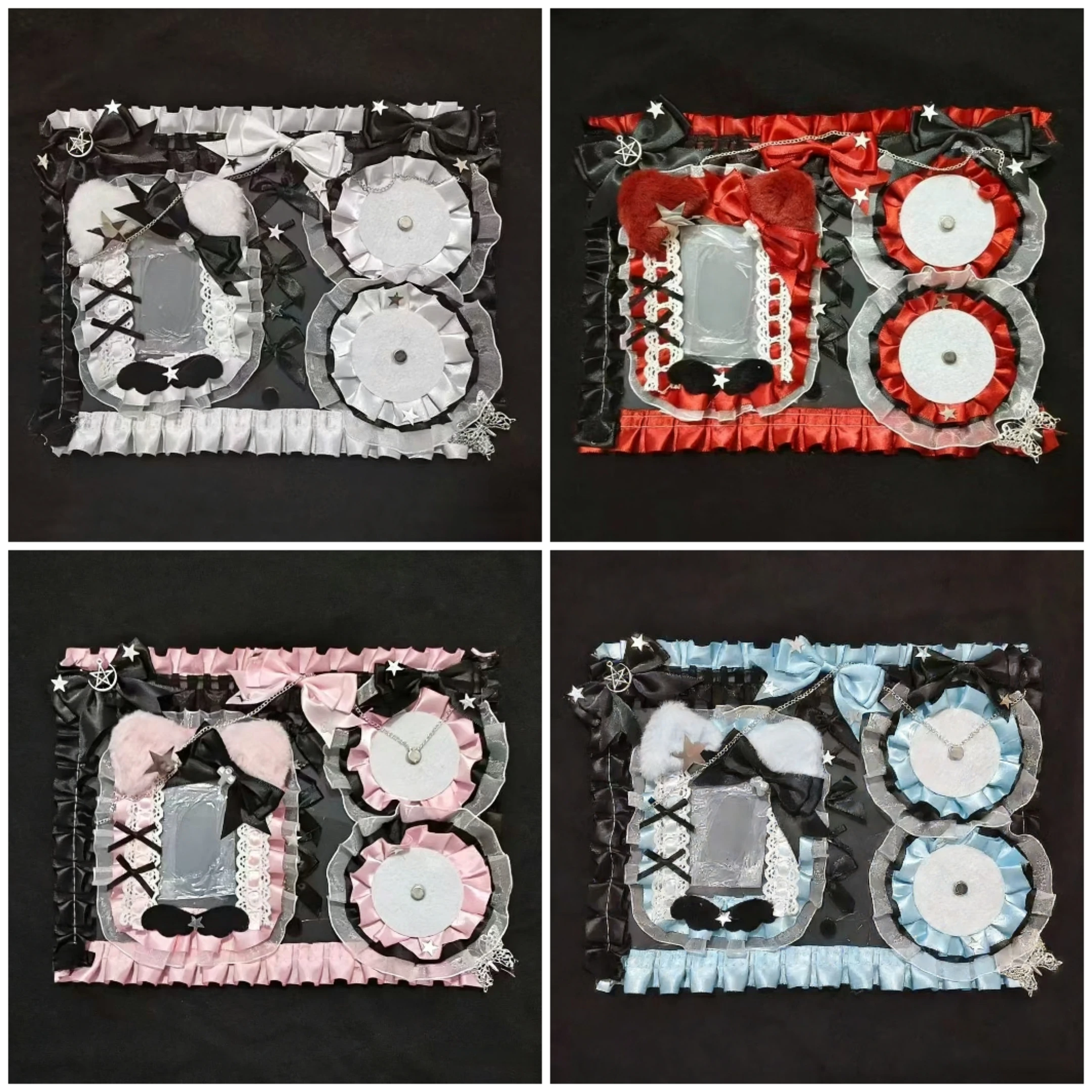 acessorios-para-ita-bag-painel-expositor-de-pins-e-crachas-com-suporte-para-tres-cartoes-e-porta-fotos-estilo-y2k-com-laco-preto-e-vermelho