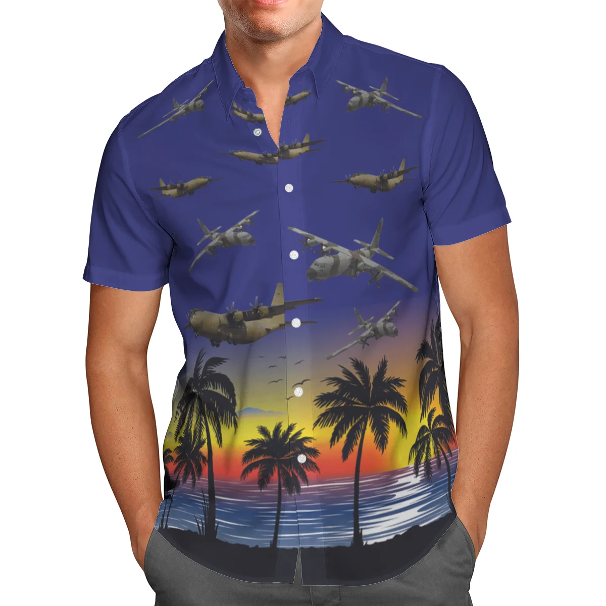 3D Helicopter Hawaiian Shirt Men's Summer 2021 Short Sleeve Streetwear Oversized 5XL Social Homme-148 Summer