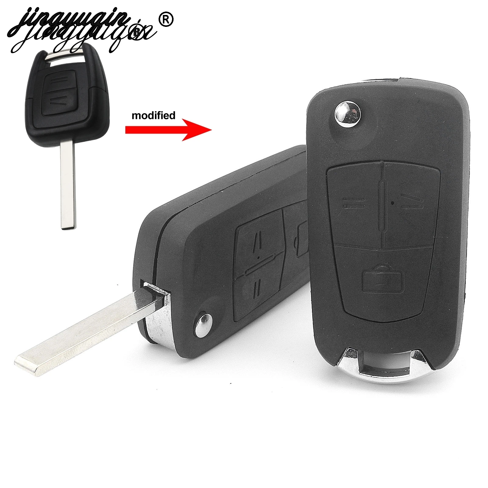 

jingyuqin For Opel VAUXHALL VECTRA ASTRA ZAFIRA Stying Remote Fob Case Cover Replacement Modified Flip 3 Buttons Car Key Shell