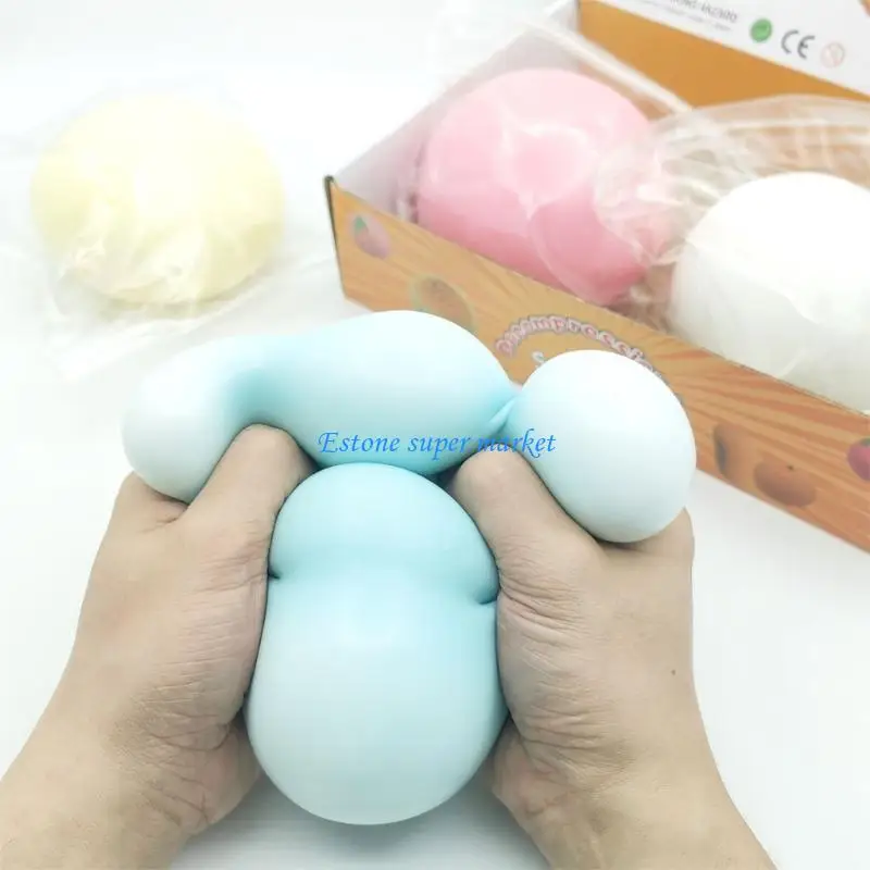 090B Set Of 3 Cheese Balls Stress Relief Toy With Fluid Motion Flour Ball Slow Rising Toy For Tension Reduce And Sensory Play