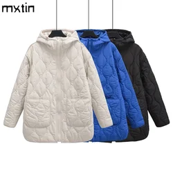 Women's Jacket Winter Vintage Loose Pockets Cotton Padded Coat Fashion Autumn Parkas Female Outerwear Streetwear Streetwear Tops