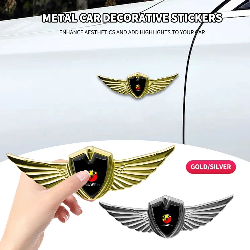 1Pcs Metal Car 3D Eagle Angel Wings Logo Trunk Fender Sticker For Abarth Stilo Ducato Palio Bravo Linea Doblo 500 Grande Tipo