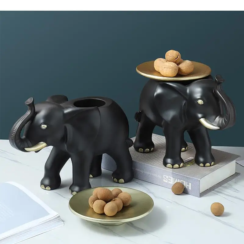 

Storage Ornaments Resin Elephant Decorative Storage Tray Home Key Groceries Organize Pallets Snack Plate Statue Crafts Figurines