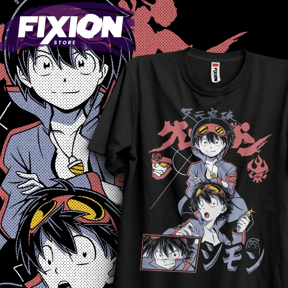 Camiseta de Anime Gurren Lagann, Simon J3, Manga, regalo para amantes del Anime, todas las tallas, algodón