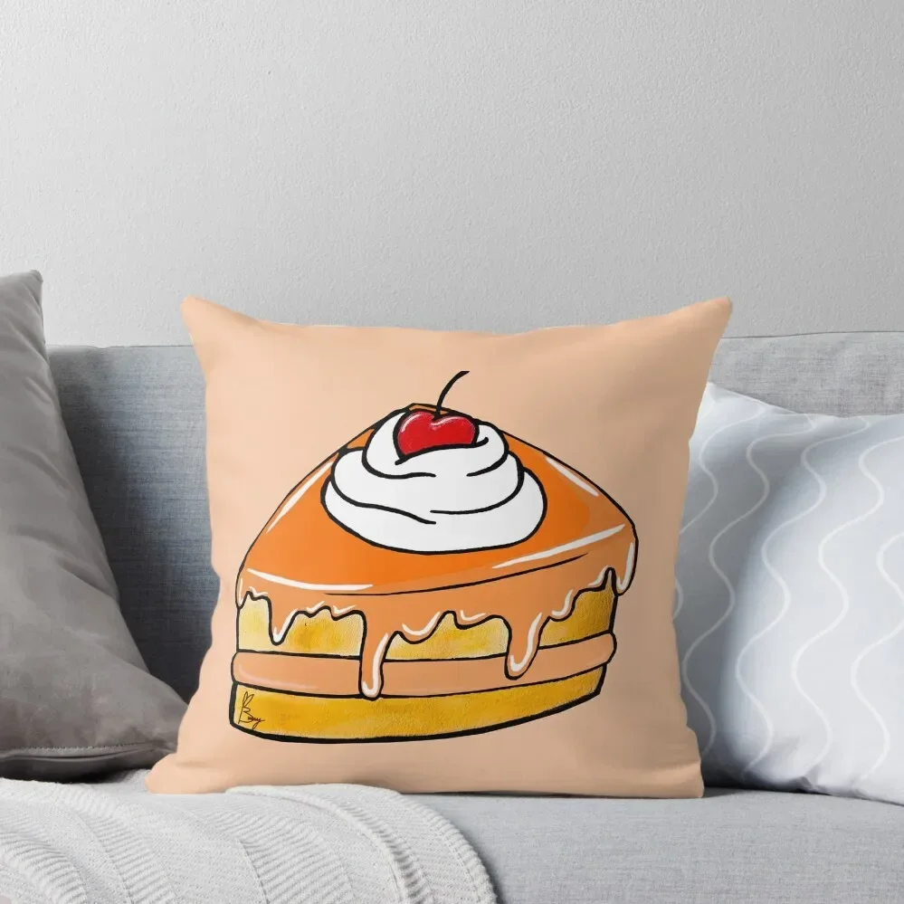 Sweet Orange Cake with whipped cream and cherry Throw Pillow Cusions Cover Pillowcase Cushion pillow