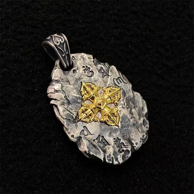 Vintage Relief  Buddhist Pagoda Pendant For Men Jewelry Blessing Vajra Pestle Necklace Women Choker Accessories view 5