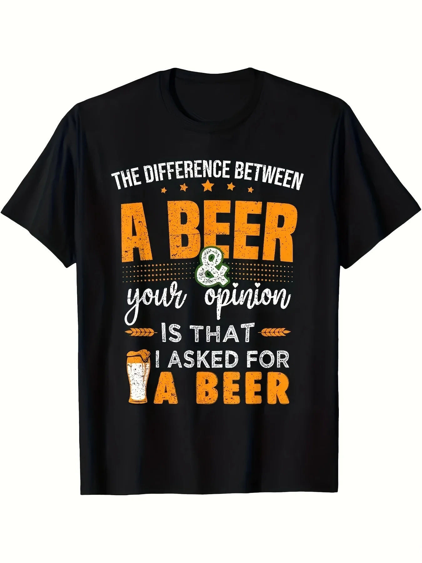 

Разница между пивом и вашим мнение Футболка с принтом «Любитель пива» Удобная дышащая футболка