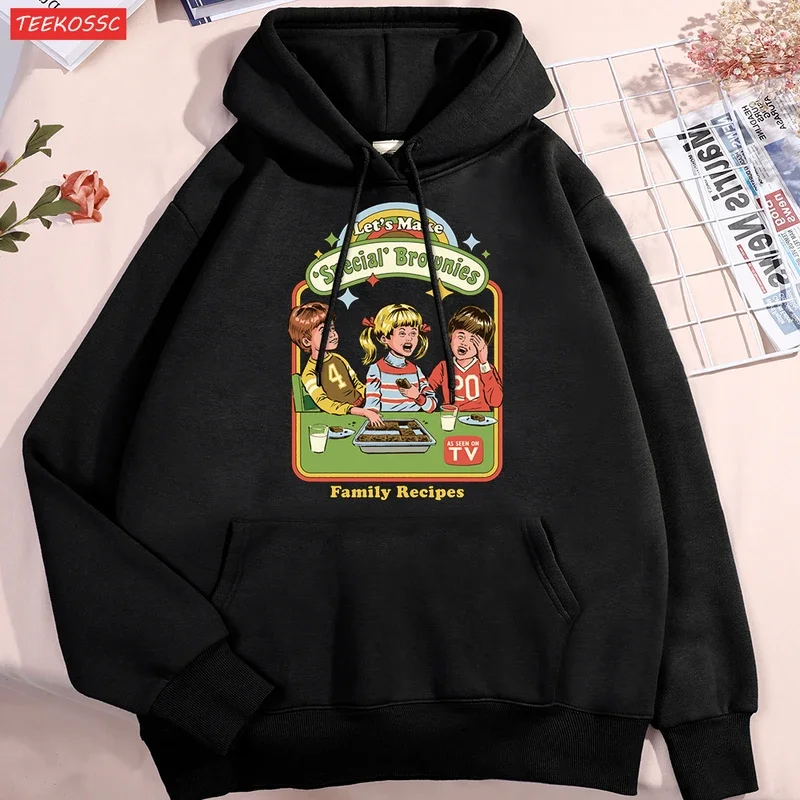 Let’S Make Brownies Family Recipes Men Women Hoody Loose Fleece Hoodies Casual Pullover Clothing Autumn Warm Pocket Hooded