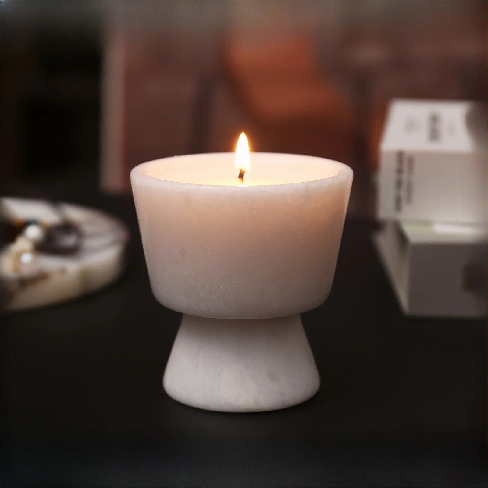 White Natural Marble Tall Candle Holder, Vintage Exquisite Home Decor, Versatile Atmosphere Ornament