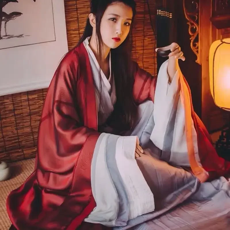 Женское платье Hanfu большого размера 3XL, Женский костюм для косплея, летний костюм Hanfu, красное, синее, белое платье для женщин