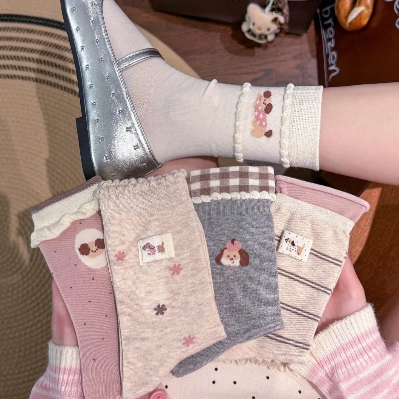 Fashon Women Socks New High Quality Cute Cartoon Flowers Long Socks For Women Casual School Style Girls Socks