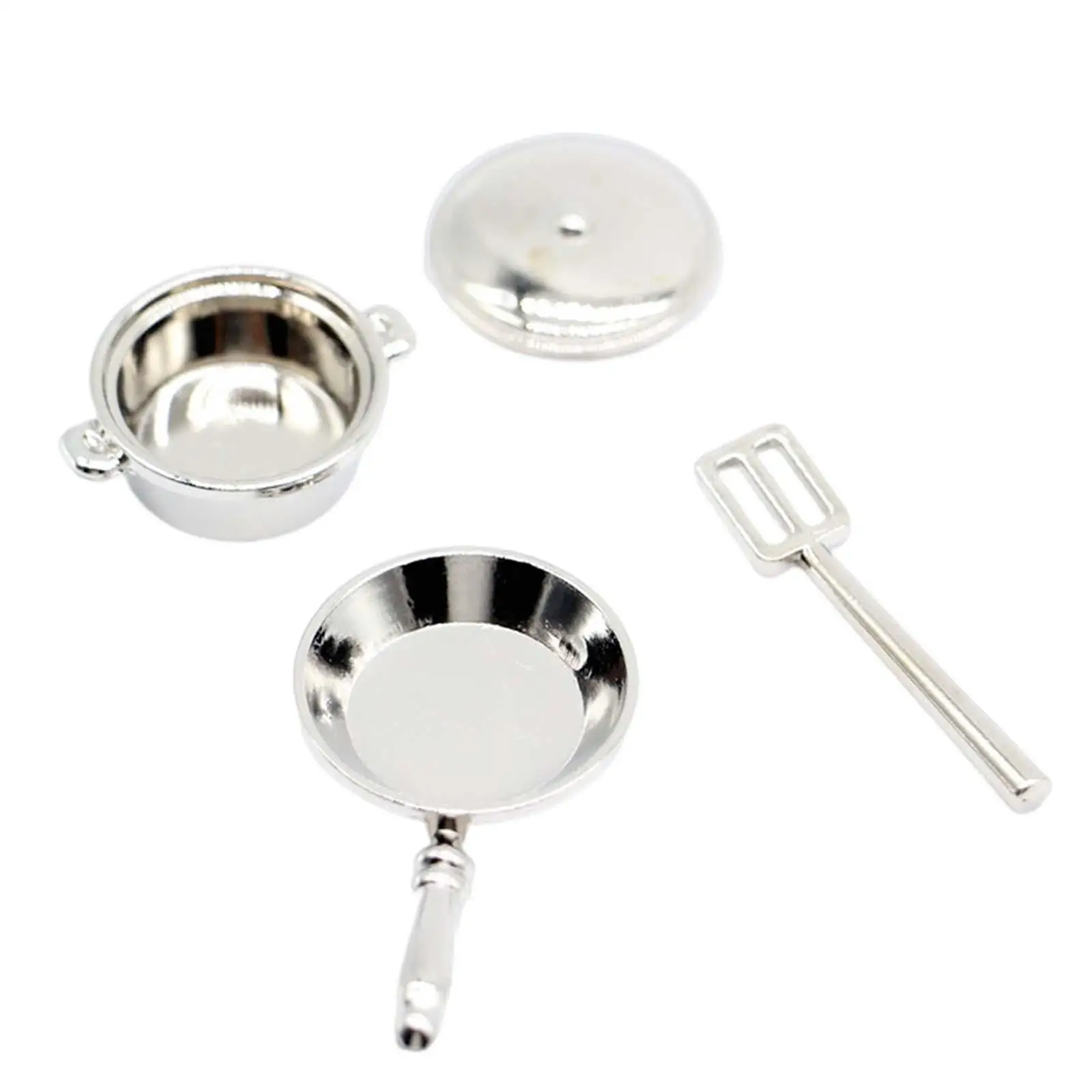 4 Pieces 1/12 Scale Kitchen Cookware Kitchen Tools for Children Boys