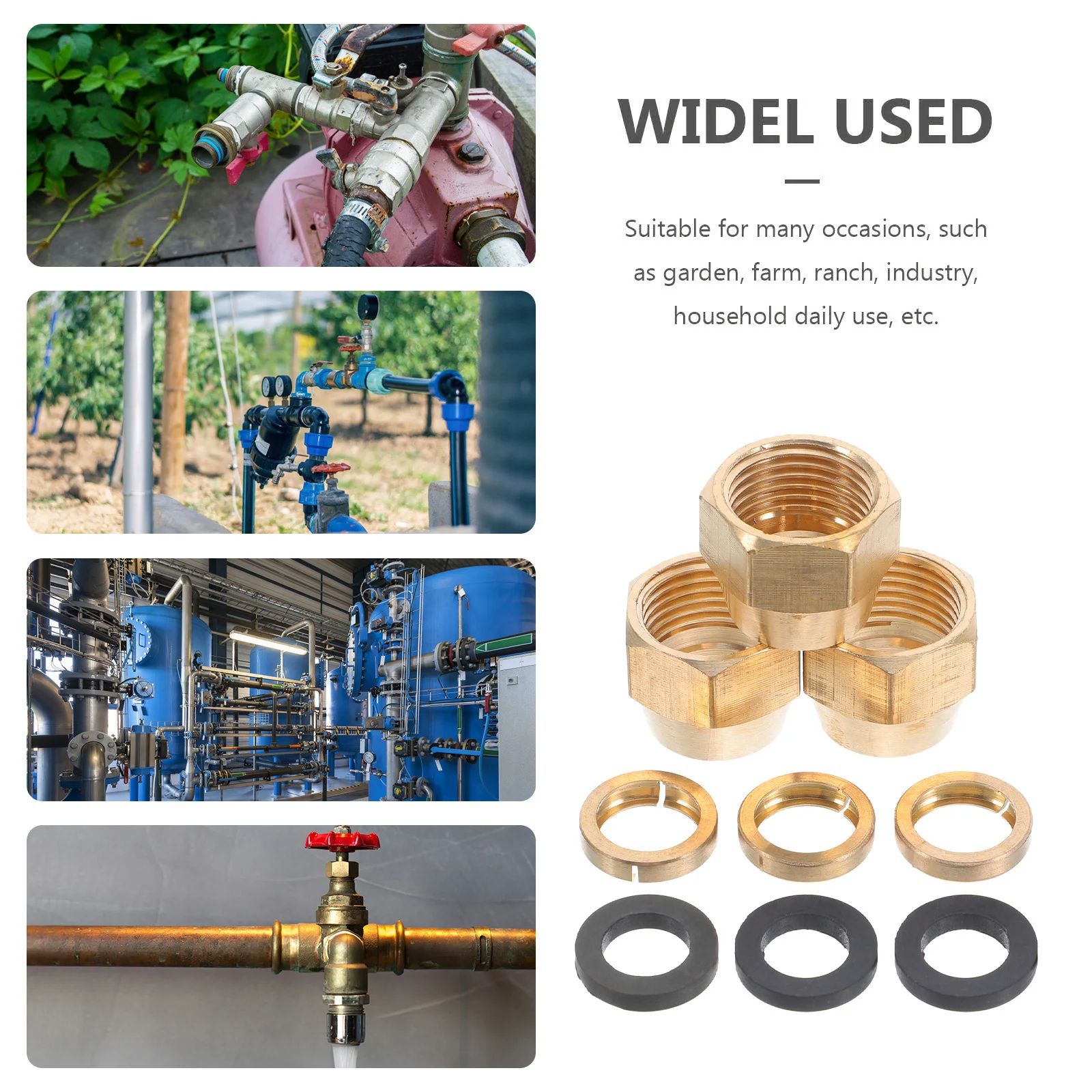 3 шт. латунная раструбная крышка, соединитель газовой трубы, простая установка, безопасное уплотнение, надежная латунная торцевая заглушка для системы газопровода