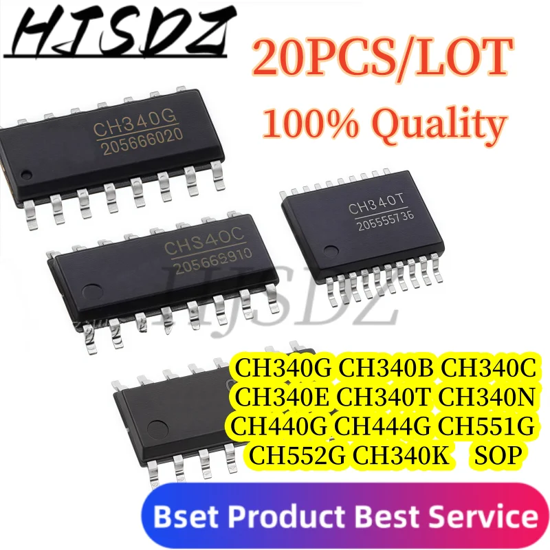 Nuevo original 【20PCS/LOT】CH340G CH340B CH340C CH340E CH340T CH340N CH440G CH444G CH551G CH552G CH340K SOP interfaz