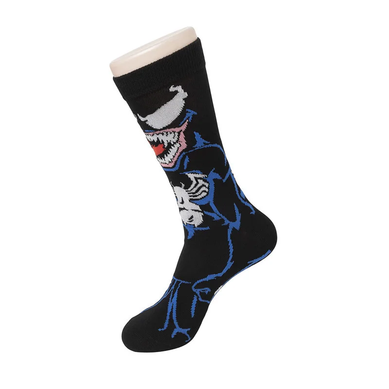 New Marvel Spiderman Socks Cartoon Anime Movie Venom Cotton Socks Mid-calf Men and Women\'s Warm Sock Average Size