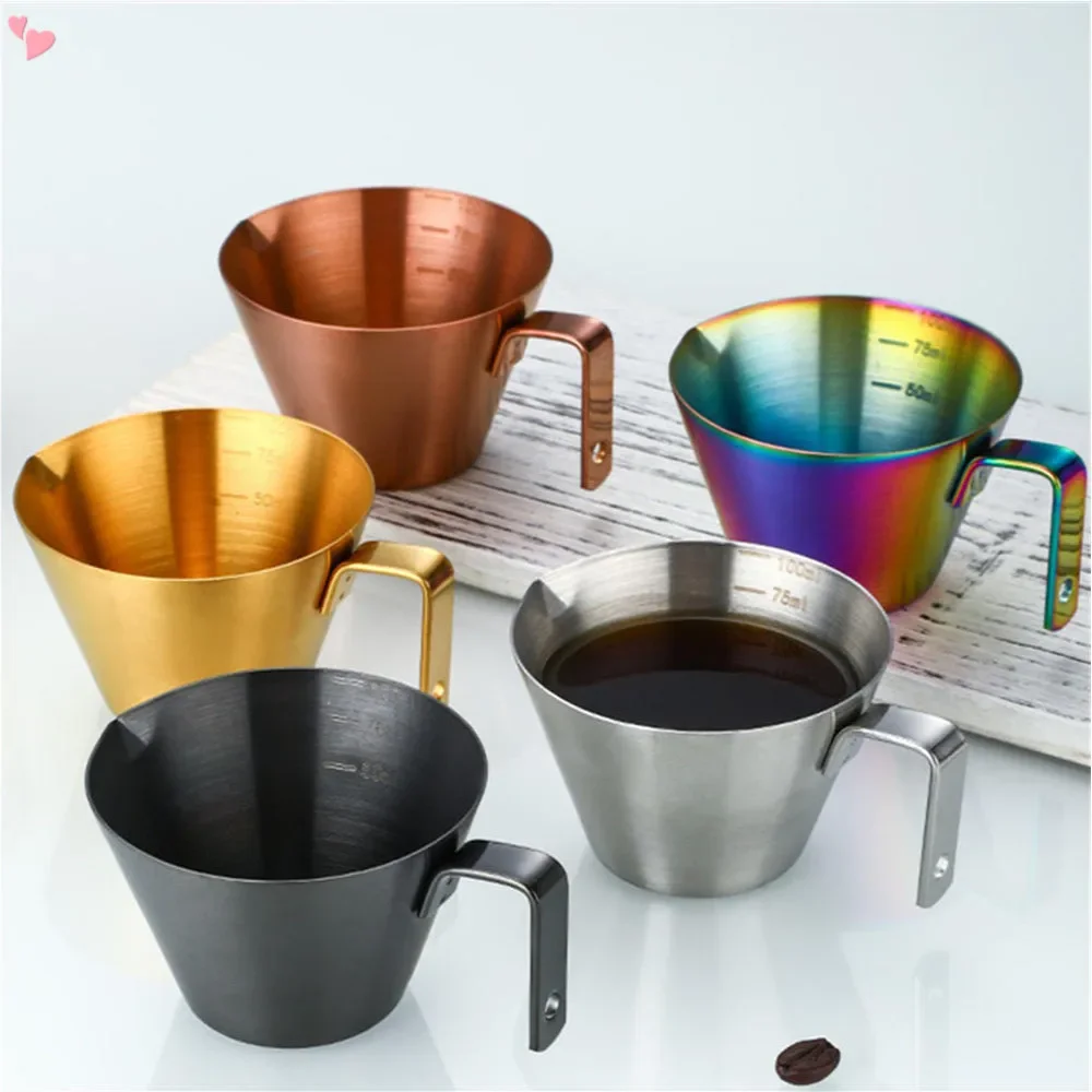 304 Stainless Steel Coffee Measuring Cup with Scale Mark Coffee Machine Accessories Espresso Shot Cup Kitchen Tool Measure Mug