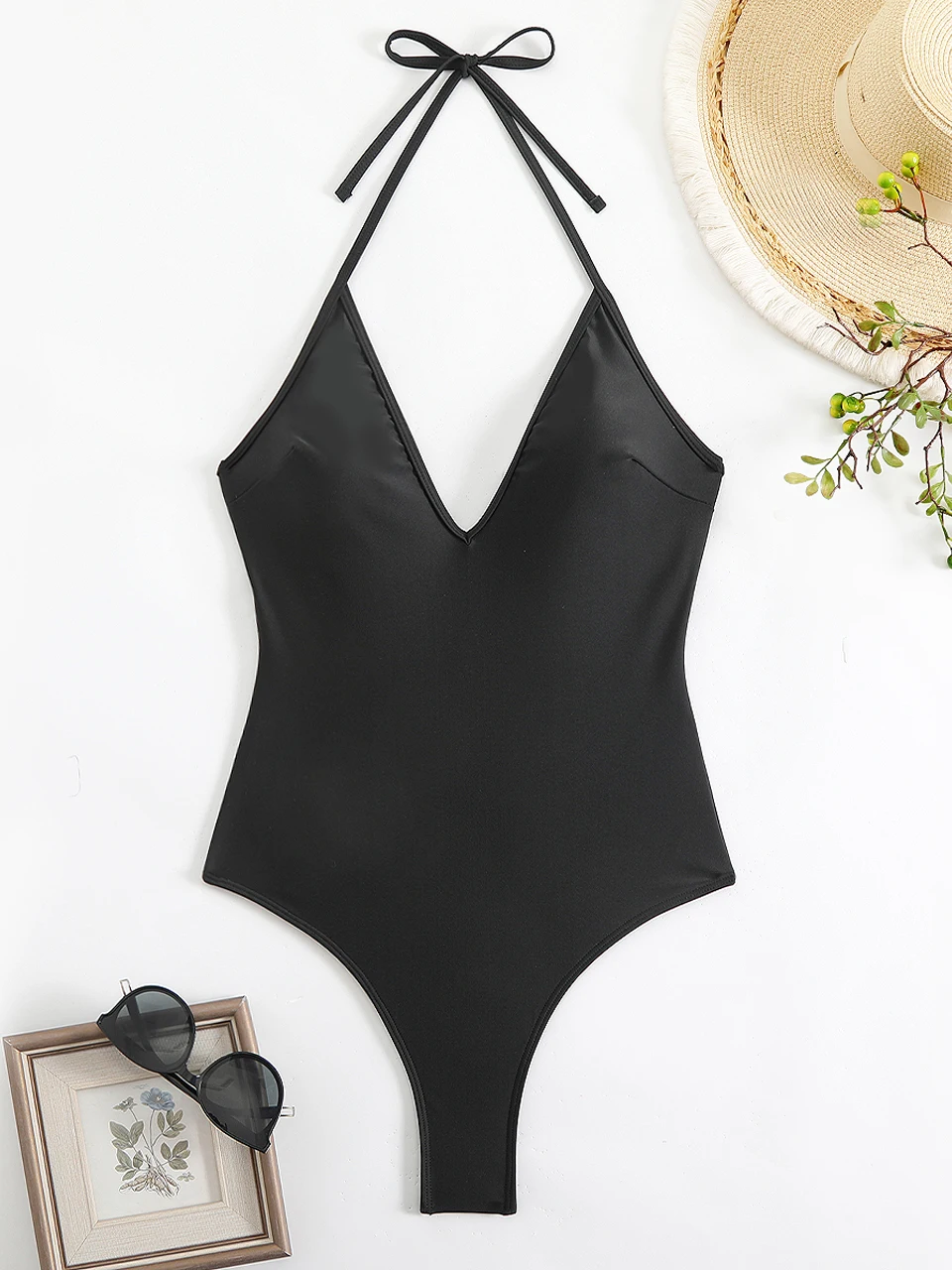 

Сексуальный купальник-монокини с глубоким V-образным вырезом и открытой спиной для женщин, цельный, однотонный, пляжная одежда, 2026