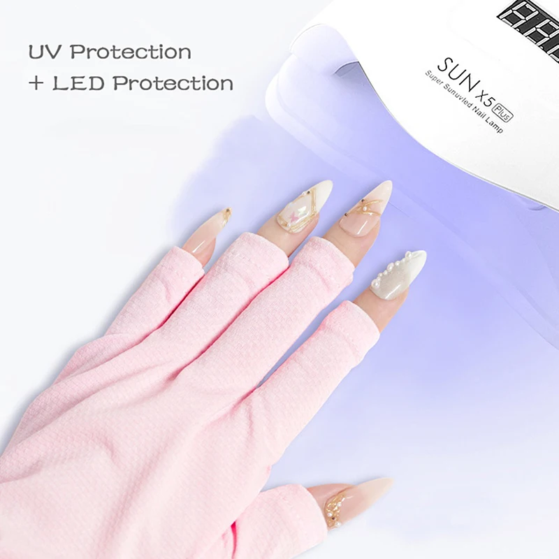 

1 Pair Pink Nail Art Glove UV Protection Glove Anti UV Radiation Protection Gloves Protecter For Nail Art Gel UV LED Lamp Tool