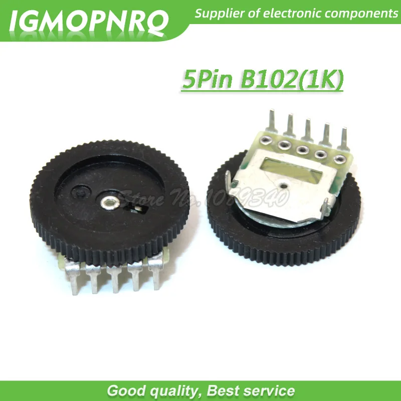 10pcs 5Pin 16*2mm Double Gear Tuning Dial Potentiometer B102 1K Dial Potentiometer IGMOPNRQ