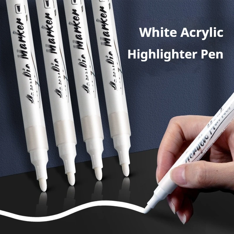 8Pcs Waterproof Acrylic Marker White Marker Paint Pen Art Painting Highlight Graffiti Pen Quick-Drying Marker 2.0mm Art Supplies