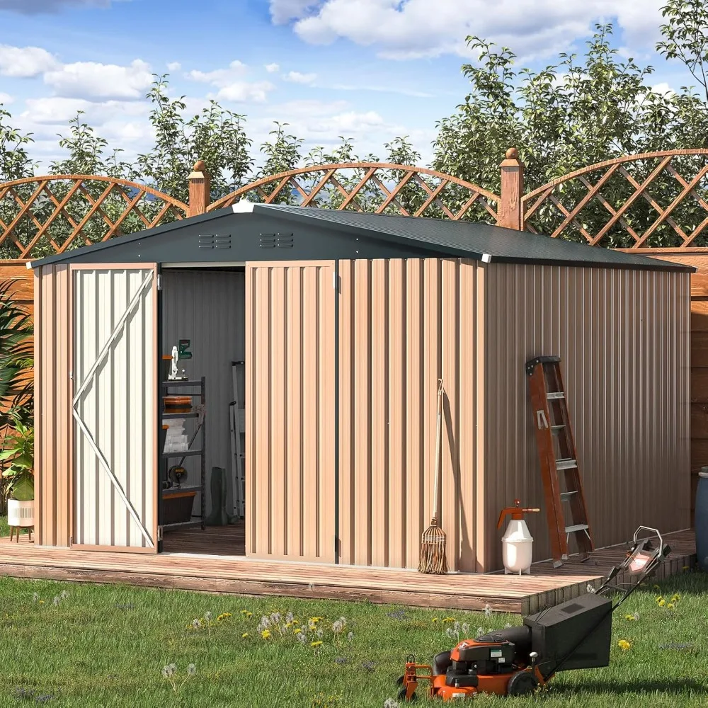 

Storage Shed Outdoor Sheds Steel Backyard Shed With Lockable Doors Outside Use Utility and Tool Storage for Garden Patio House