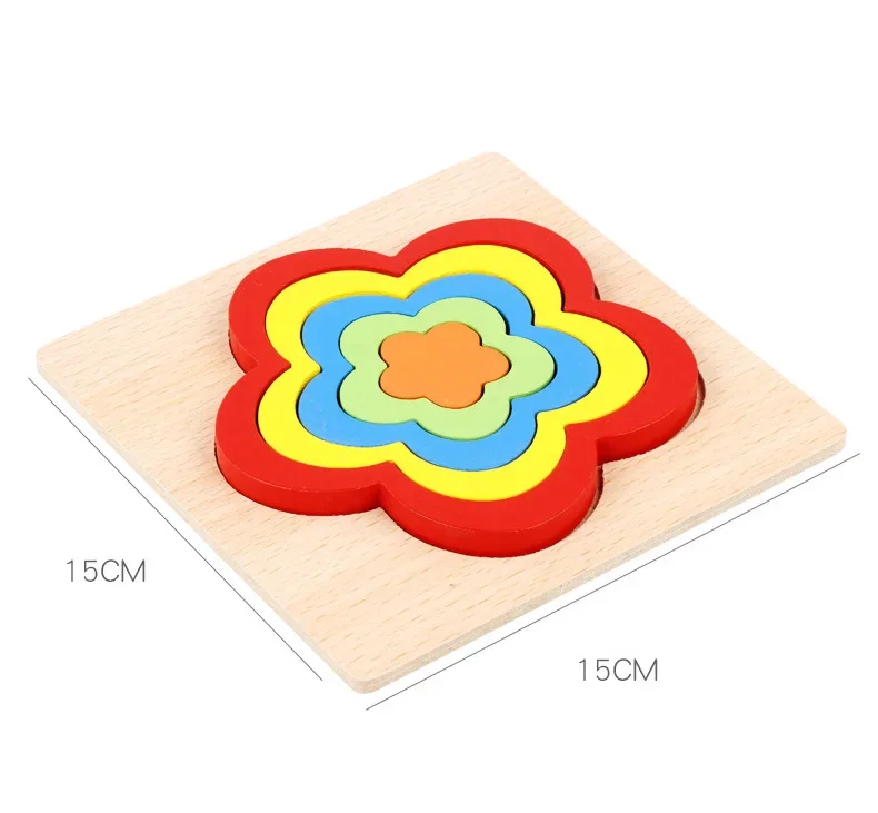 Baby Colorful Wooden Geometric Shapes Cognition Puzzle Board Kids Math Game Montessori Preschool Learning Educational Toys
