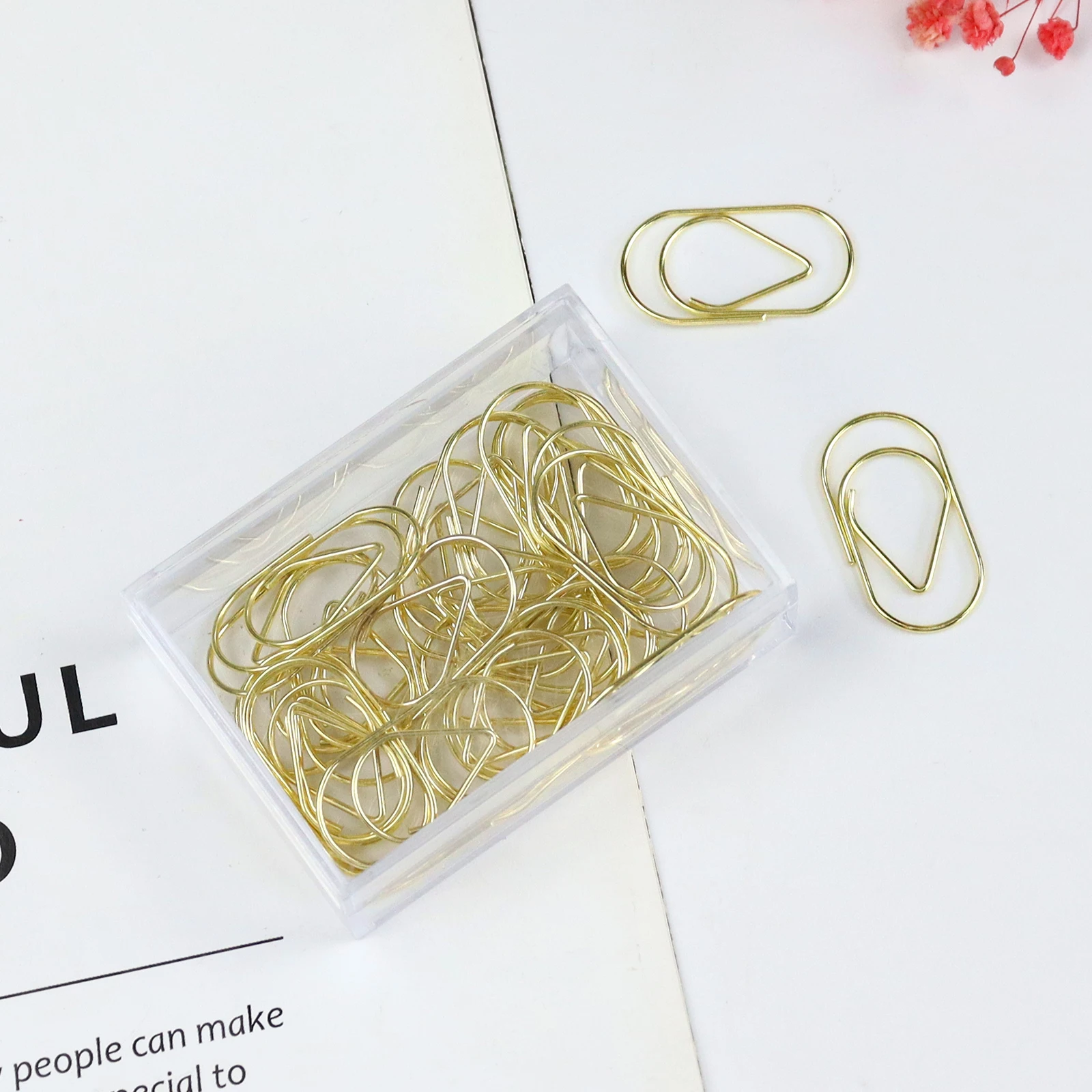 Gold Teardrop Paper Clips Decorative Paperclips Stainless Steel Star Paper Clips Bookmark Stationery Office Home Desk Organizer