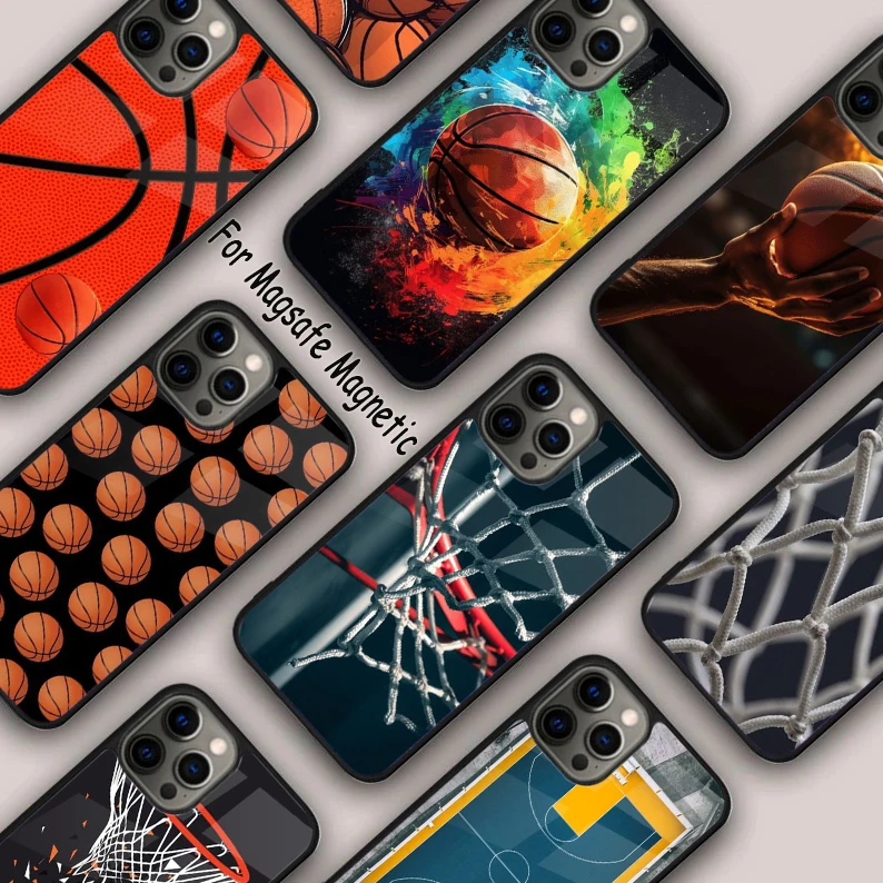 

Магнитный баскетбольный чехол для APPLE iPhone 16 14 13 12 11 Pro Max 15 Plus, Беспроводная зарядка с чехлом MagSafe