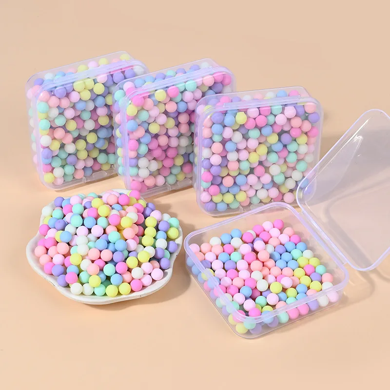 1 caja de colores de macarrón, bola pequeña redonda no porosa de 6-10mm, cuentas bonitas sueltas, funda de teléfono DIY, materiales de accesorios de relleno hechos a mano