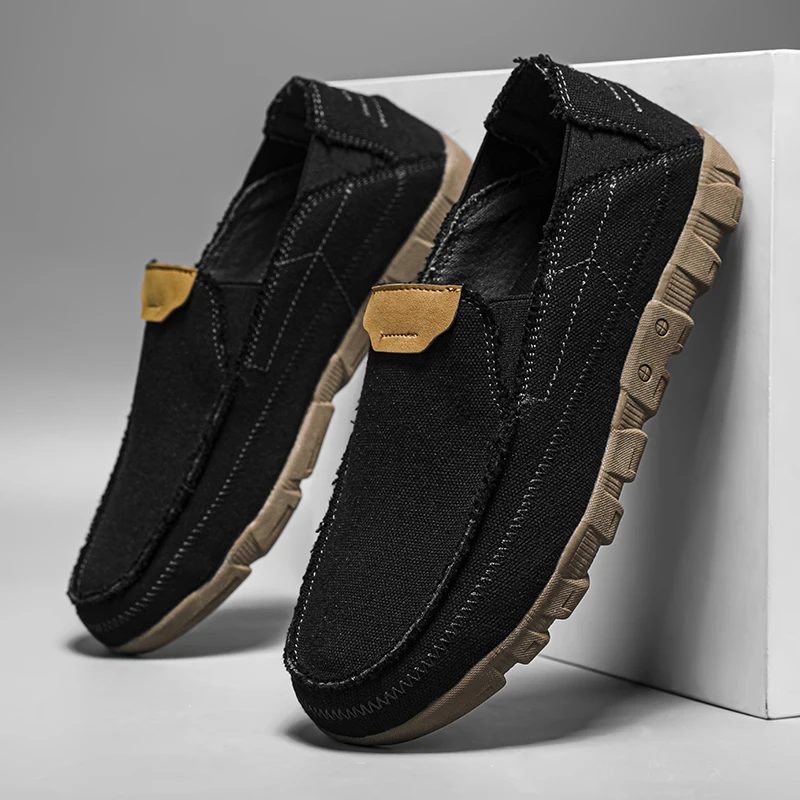 Nieuwe Zomer Mannen Canvas Schoenen Ademend Denim Canvas Casual Schoenen Mannen Loafers Comfortabele Ultralight Luie Bootschoenen Big Size 48