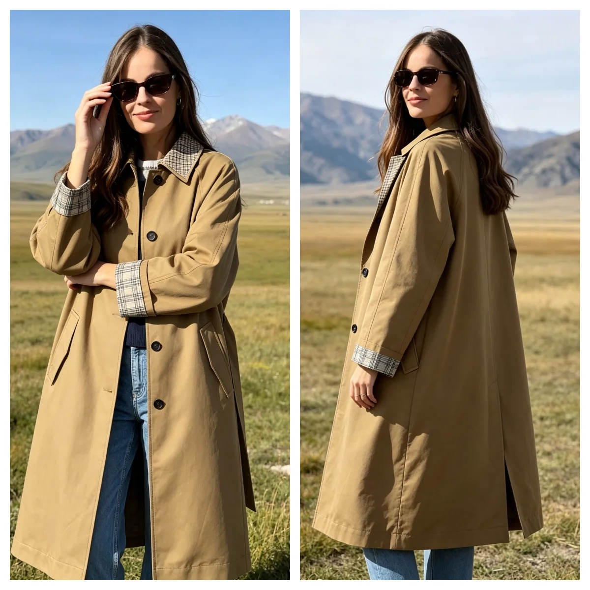 Women Fashion Versatile Single Breasted Pocket Decoration Waterproof Trench Coat Female High Street Casual Long Sleeve Jacket