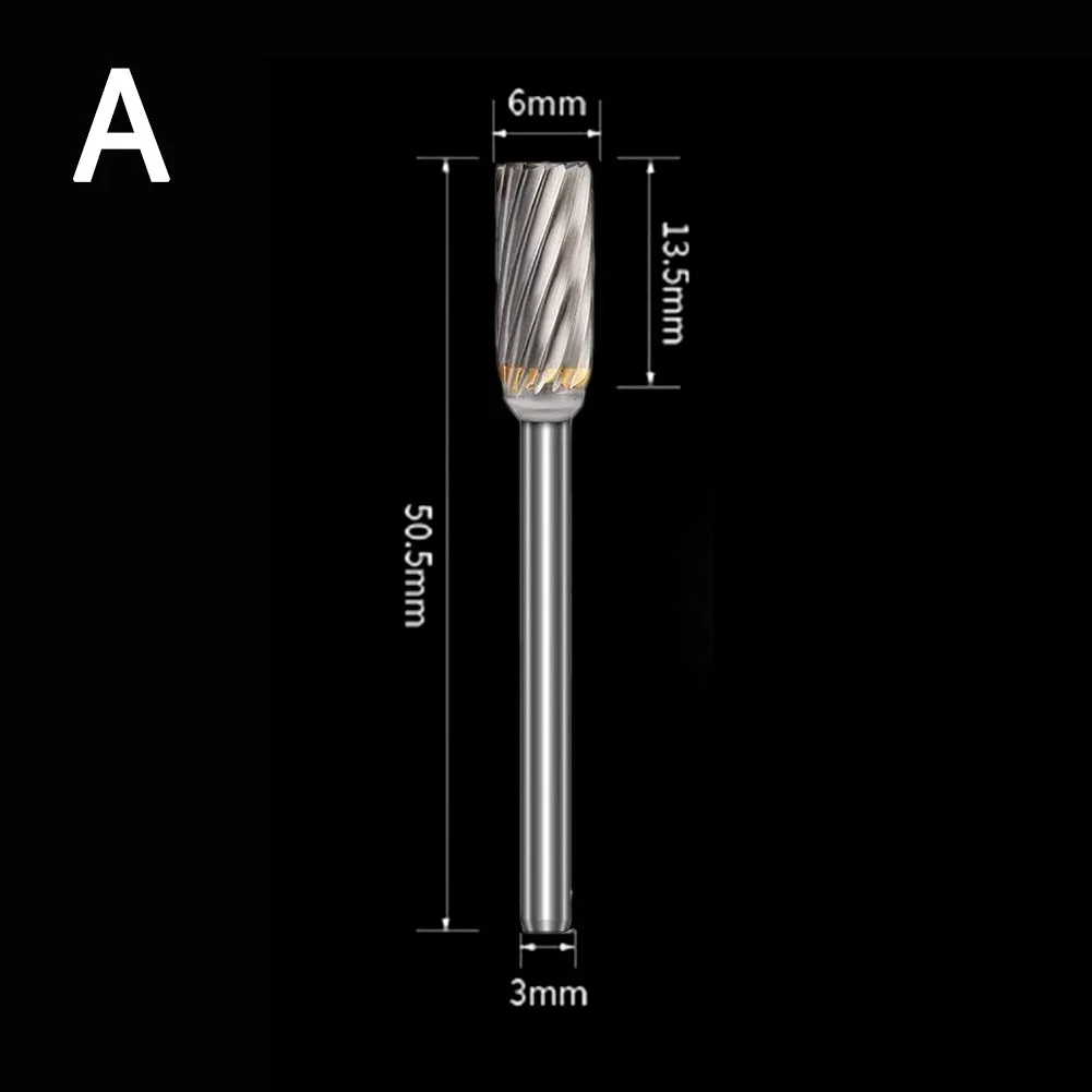 

Rotary Burrs Drill Bits 3x6mm Steel for Detailed Carving Cutting Deburring and Grinding in Metal and Wood Projects