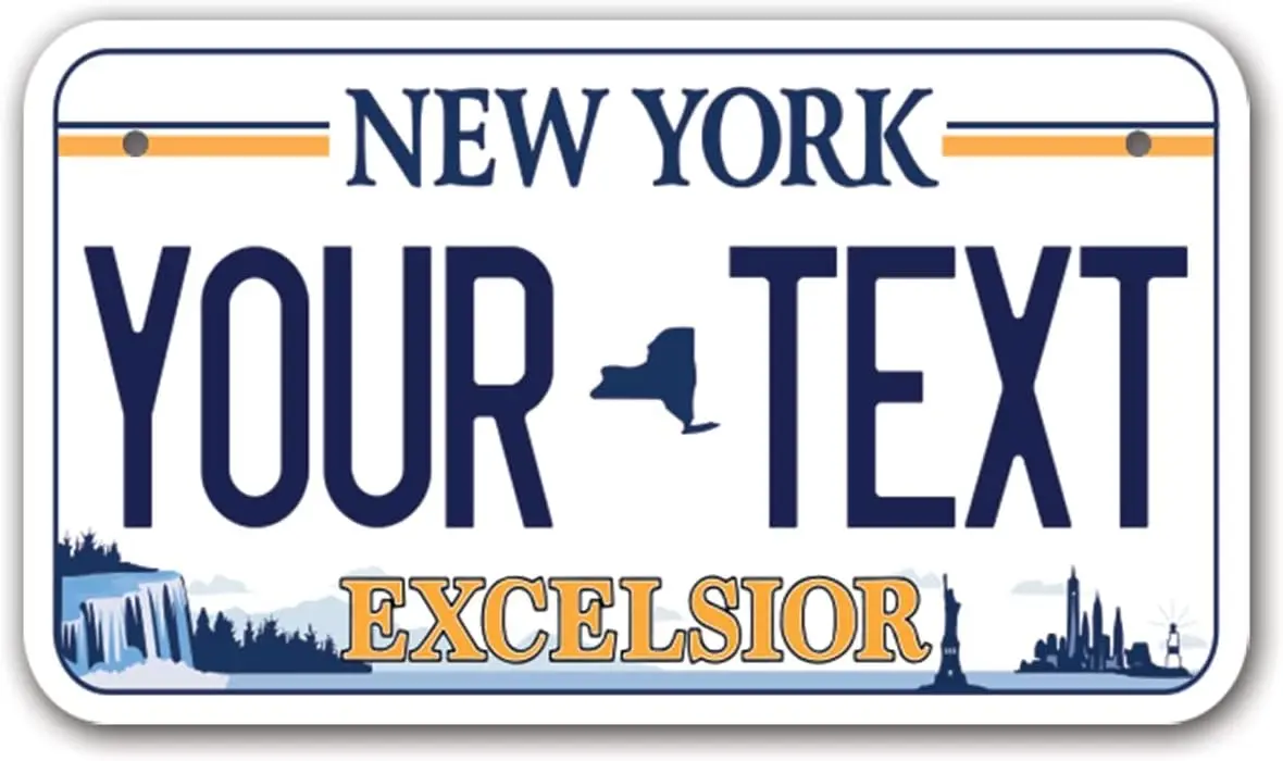 InkMyPlate Personalized New York Excelsior Small Metal Sign | Moto 7x4 | Custom Metal Sign for Kids Power Wheels | Golf Cart, Mo