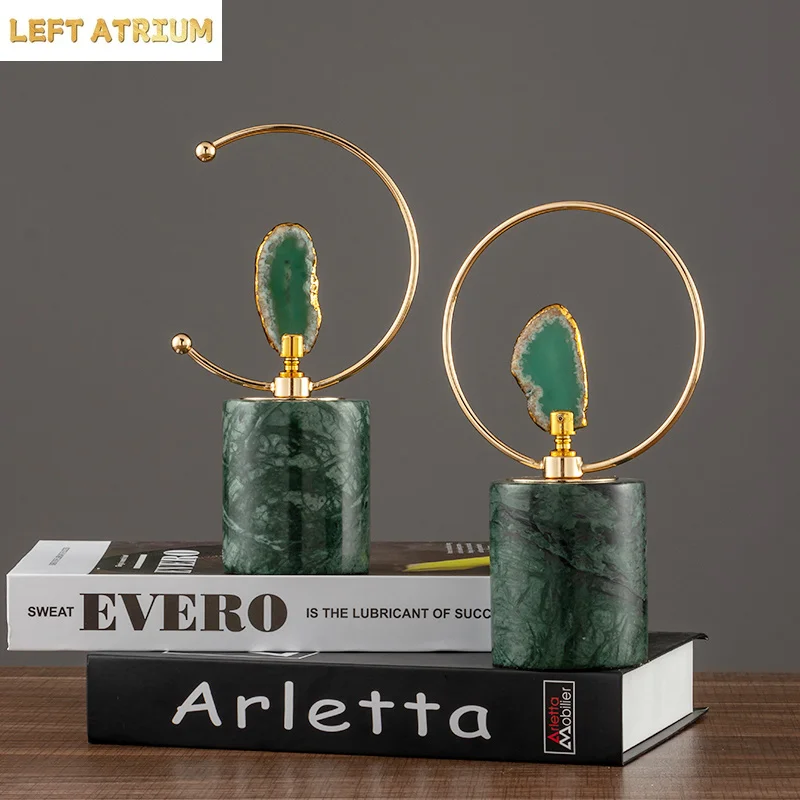 Modern Luxury Agate Crafts Living Room Bookcase Decoration Marble Base Art Sculpture Furnishings Home Decoration Accessories New