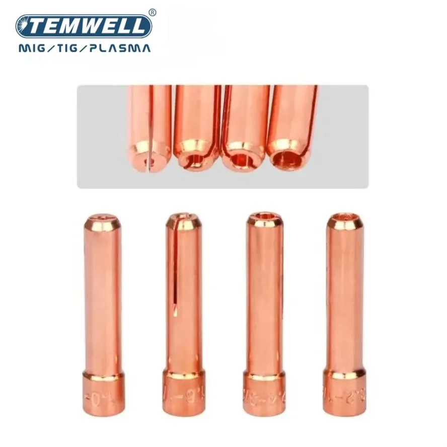 

TEMWELL 10PCS Collet 10N22 10N23 10N24 10N25 /1.0mm /1.6mm /2.4mm /3.2mm fit TIG Welding Torch SR/WP-17 WP-18 WP-26 Welding To