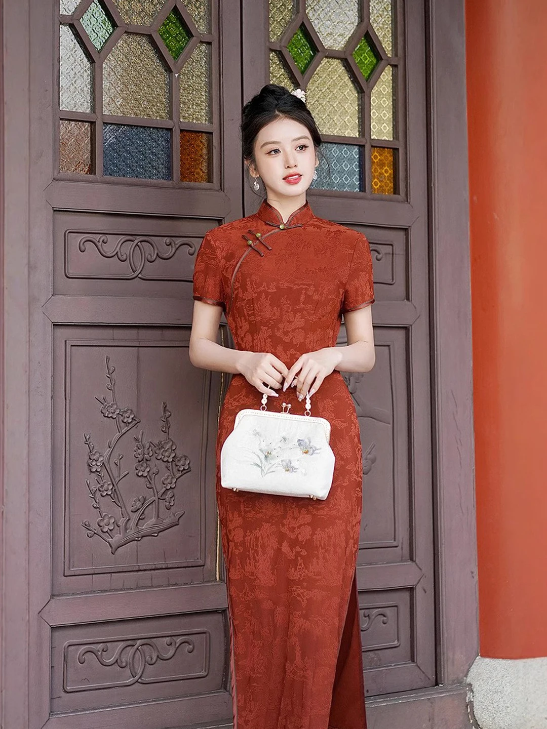 

Молодежное модное облегающее платье в традиционном китайском стиле из дышащего полиэстера