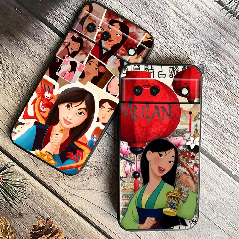 Mulan Disney Princess For Google Pixel 9 8 7A 7 6A 6 5A 5 4 4A XL 5G Black Silicon Shockproof Shell Soft Phone Case