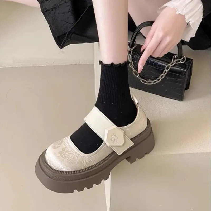 

Fashion Platform Mary Jane Shoes for Women Chunky JK Lolita Women's Shoes Retro Black Ankle Buckle High Heels Zapatos De Mujer