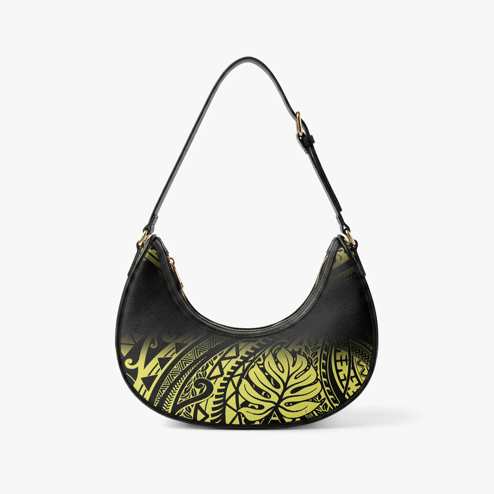 

Сумка-багет U-образной формы, женская сумка в полинезийском стиле, элегантная вечерняя сумка, сумка через плечо, с индивидуальным принтом