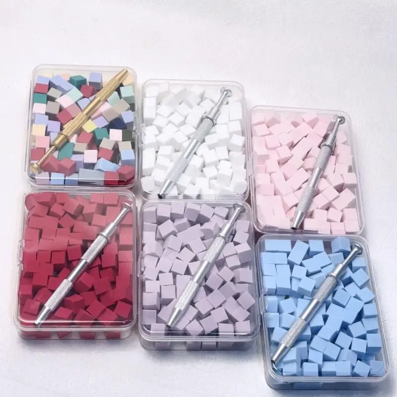 100Pcs/Box Gradient Sponge Brush With Tools For Nail Art Gel Polish Brush Glitter Powder Manicure Accessory