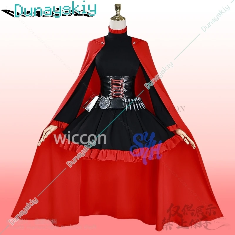 Anime RWBY Cosplay rubis Rose rouge Cape robe de combat Rose Punk ceinture Goth noir rouge Lolita Y2K uniforme fête d'halloween personnalisé