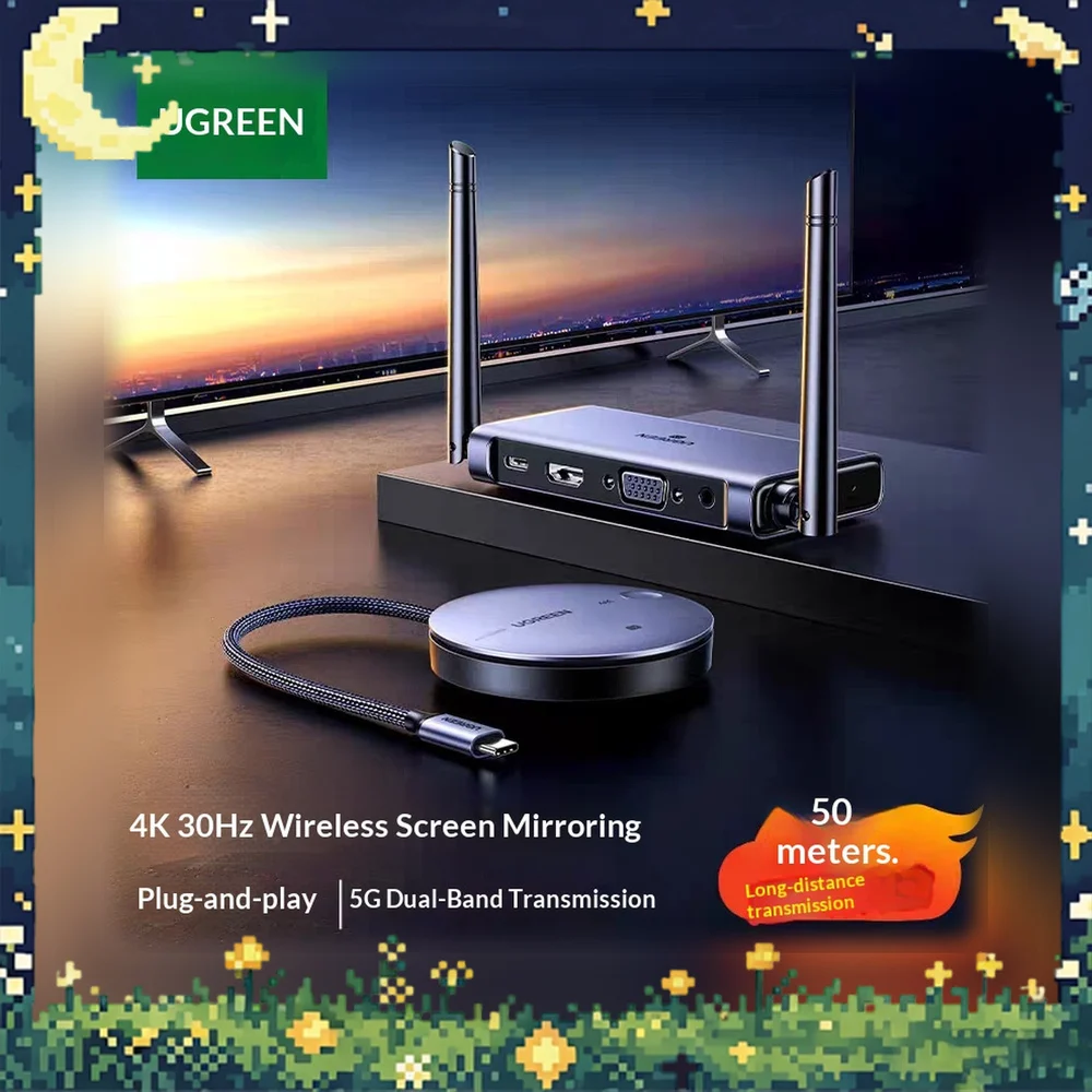 UGREEN 25375 CM712 Wireless HDMI Display Mirroring Kit 4K 50m Transmitter Receiver for TV Monitor Projector