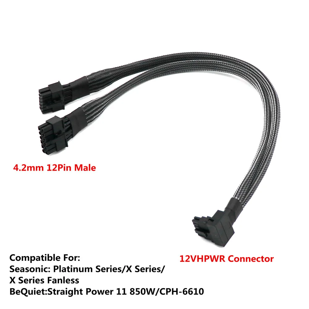 Angitu RTX4080 4090Ti 12VHPWR to 2xPin CPU/ATX/EPS Power Cable 90gegree For Seasionic  Type 1 BeQuite