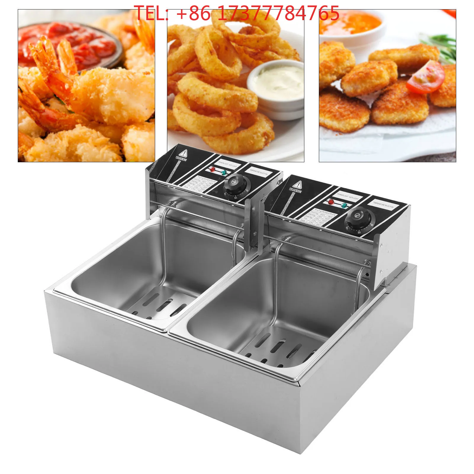 Fryer Stainless Steel 6L Dual Tank Countertop Frying Machine with Two Baskets for Restaurant Kitchen US