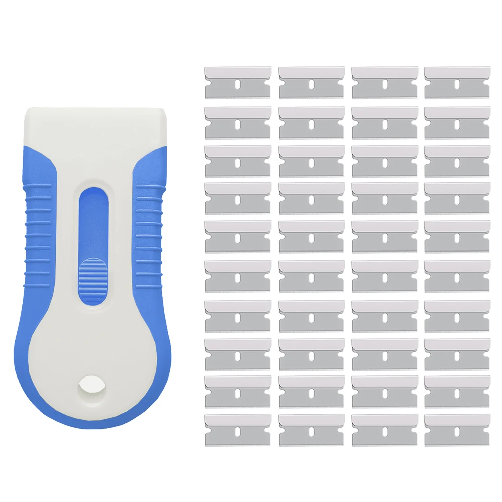 CNGZSY Window Cleaner Glue Scraper with 40pcs Blades Car Paint Scratch Remover Ceramic Glass Oven Retractable Spatula E16