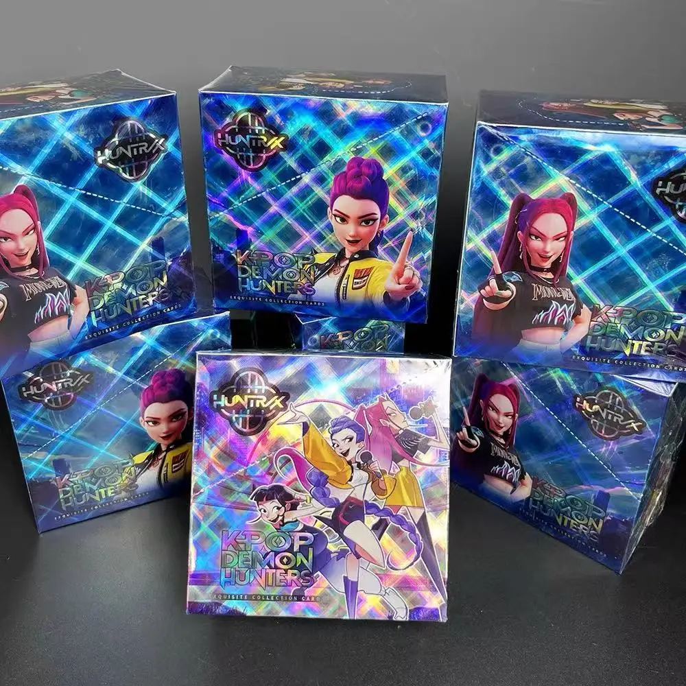 

Anime Kpop Demon Hunters Collectible Card Blind Box Huntrix Rumi Mira Zoey Saja Boys Laser Flash Card Mystery Bag Surprise Gift